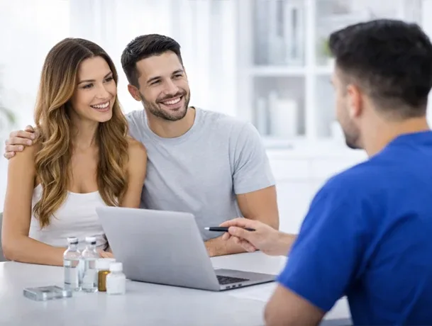 Couple consulting about peptide therapy