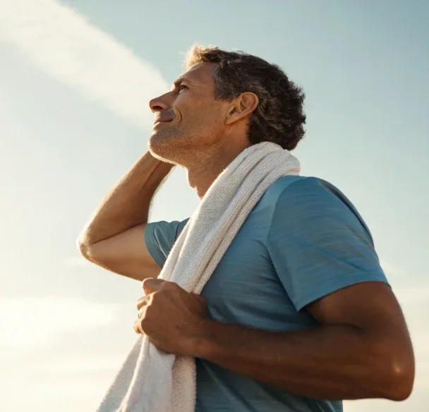 Man feeling renewed through testosterone therapy